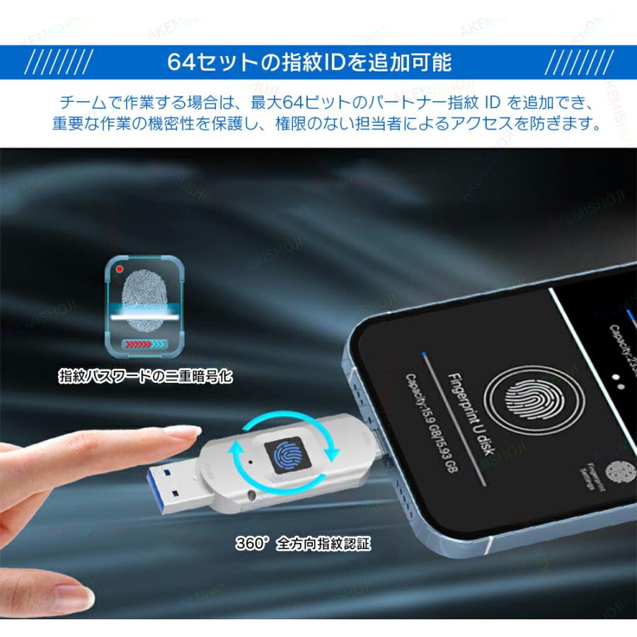 USBメモリ 指紋認証 usbメモリ 64 128 512GB 暗号化 大容量 高速