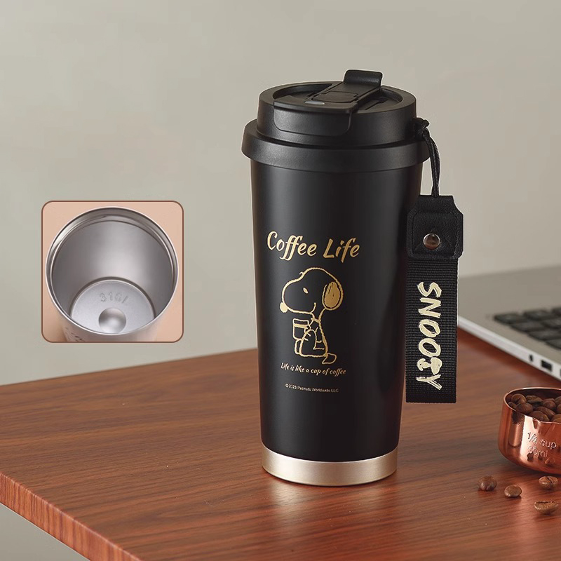 水筒 魔法瓶 スヌーピー コーヒーカップ 真空断熱 大容量 直飲み