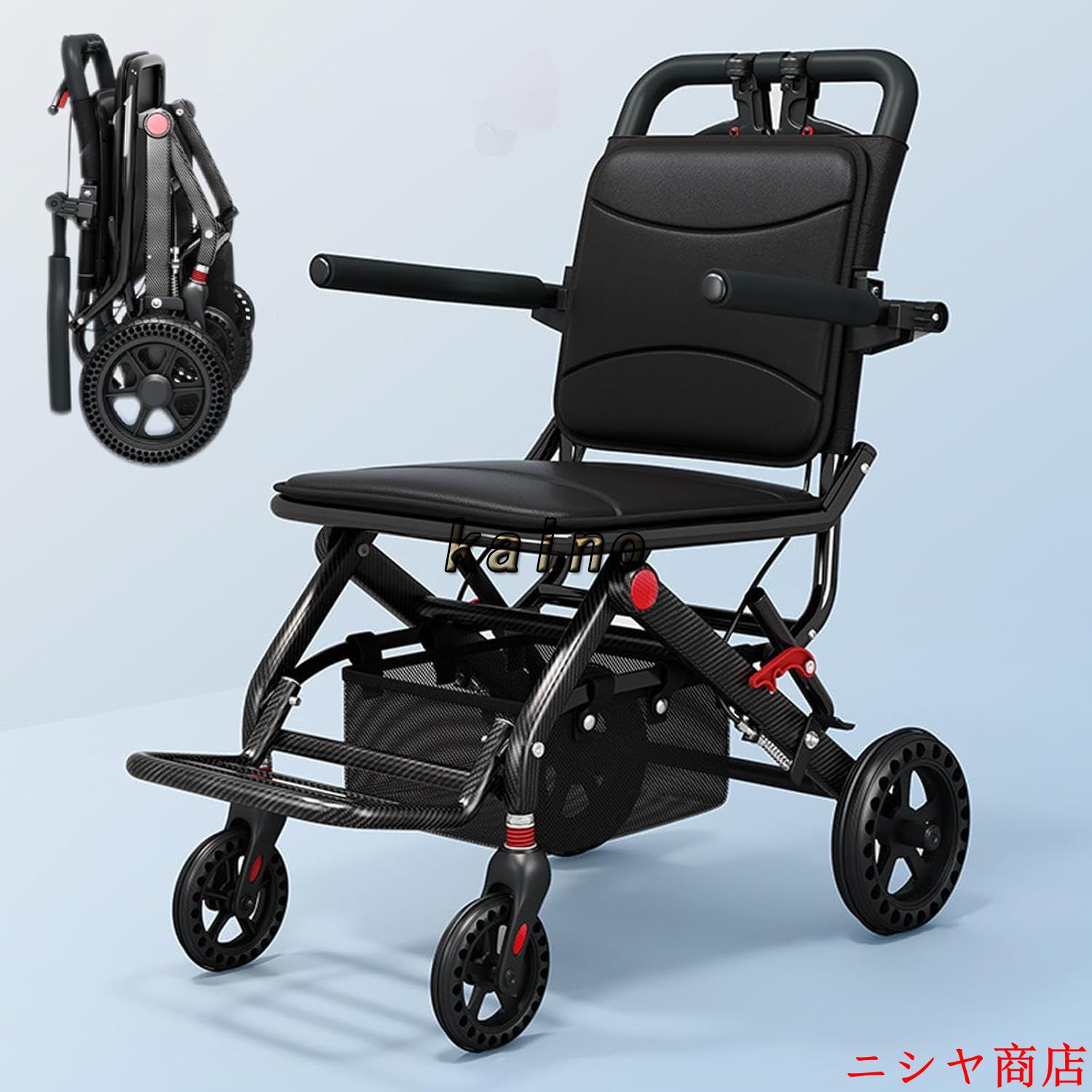 車椅子 介助用 折り畳み 車いす 軽量 コンパクト 自立型 軽量車椅子 折りたたみ 小型 ノーパンクタイヤ 収納可能 超軽量 コンパクト 簡易車椅子 旅行用 外出用_1