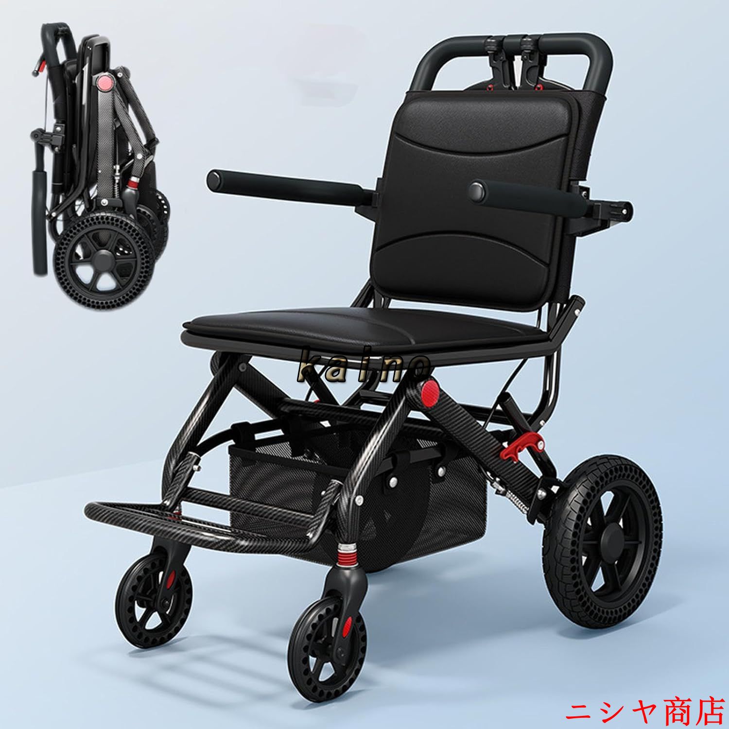 車椅子 介助用 折り畳み 車いす 軽量 コンパクト 自立型 軽量車椅子 折りたたみ 小型 ノーパンクタイヤ 収納可能 超軽量 コンパクト 簡易車椅子 旅行用 外出用_2