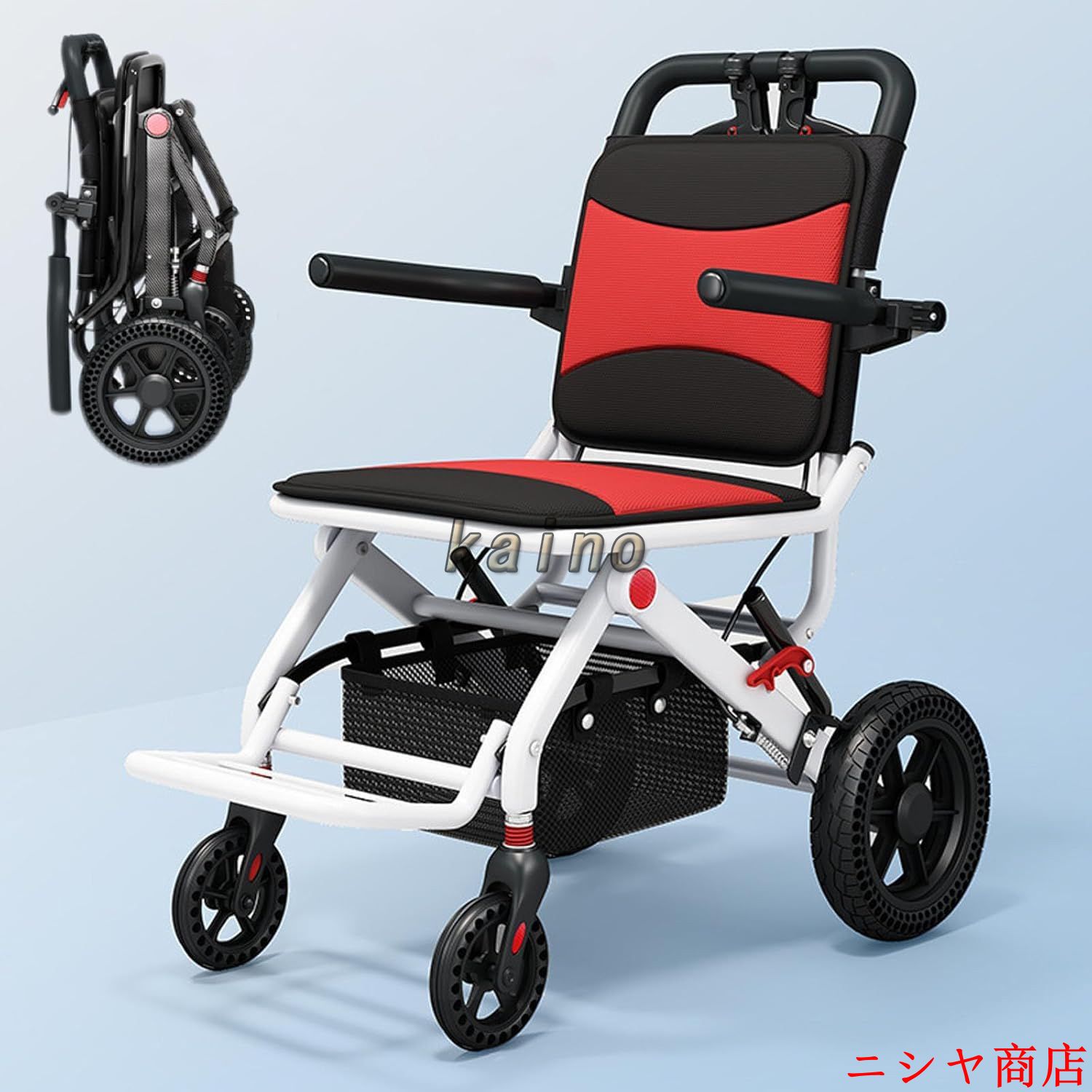 車椅子 介助用 折り畳み 車いす 軽量 コンパクト 自立型 軽量車椅子 折りたたみ 小型 ノーパンクタイヤ 収納可能 超軽量 コンパクト 簡易車椅子 旅行用 外出用_4