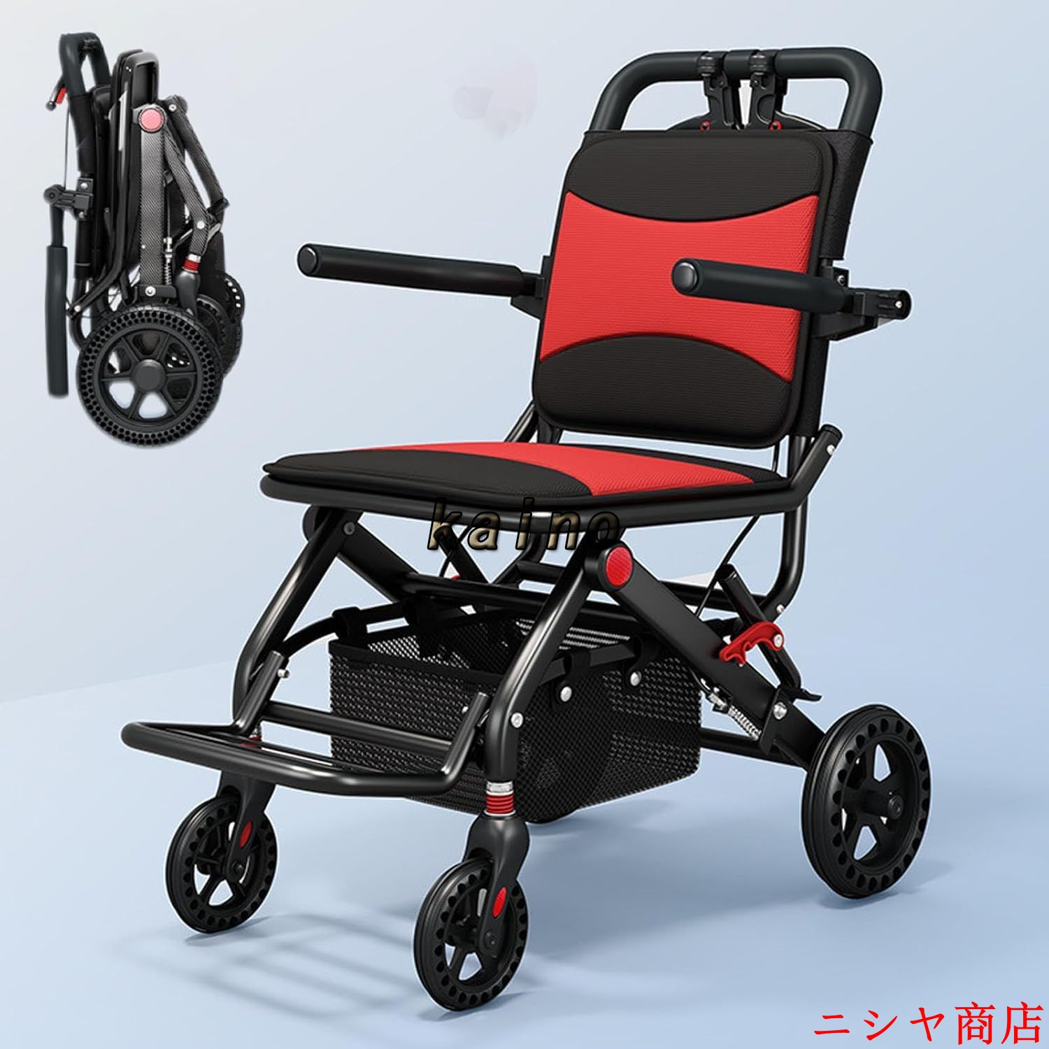 車椅子 介助用 折り畳み 車いす 軽量 コンパクト 自立型 軽量車椅子 折りたたみ 小型 ノーパンクタイヤ 収納可能 超軽量 コンパクト 簡易車椅子 旅行用 外出用_5