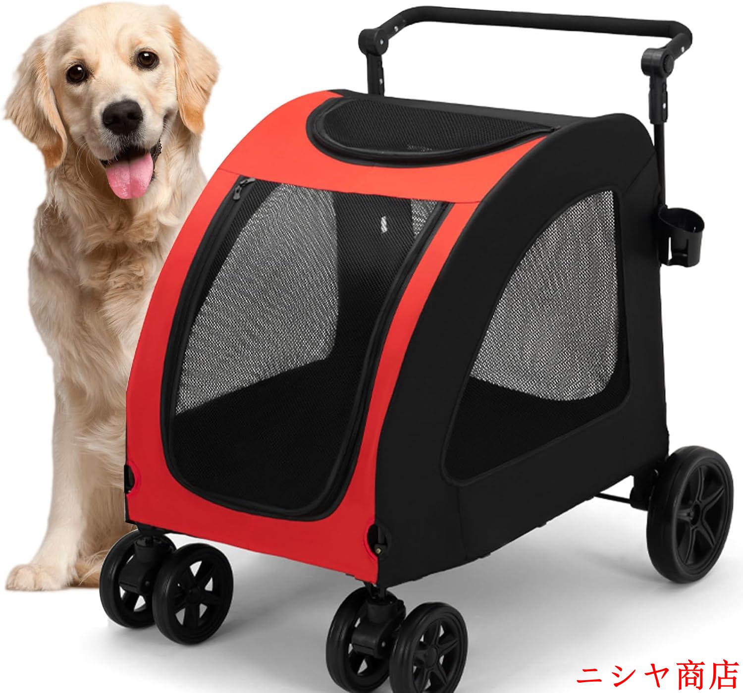 大型犬ペットカート 折りたたみ ドッグカート 犬 カート 前輪360°回転