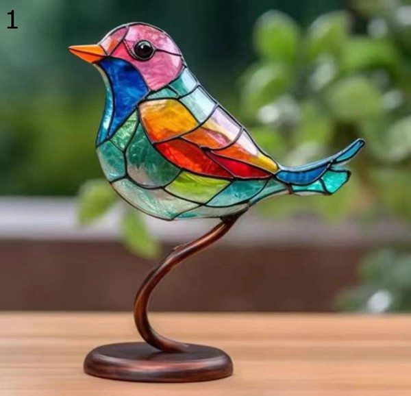 枝の上の鳥 アクリル 小鳥 置物 鳥 癒しグッズ 鳥のオブジェ カラフル