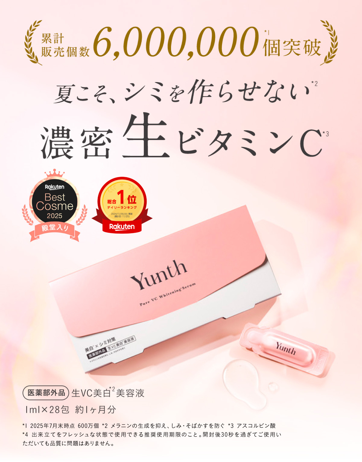 Yunth（ユンス） 美容液 ビタミンC 導入美容液28包入り 純度100%の生