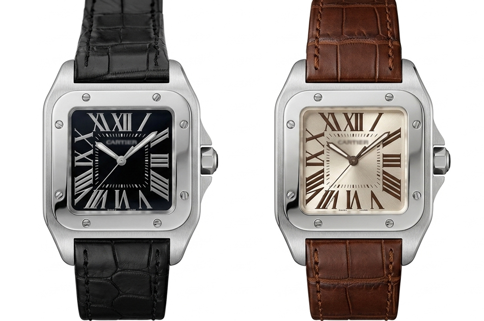 カルティエ Cartier サントス100 MM 用 ベルト 20mm 非 純正 本革 D