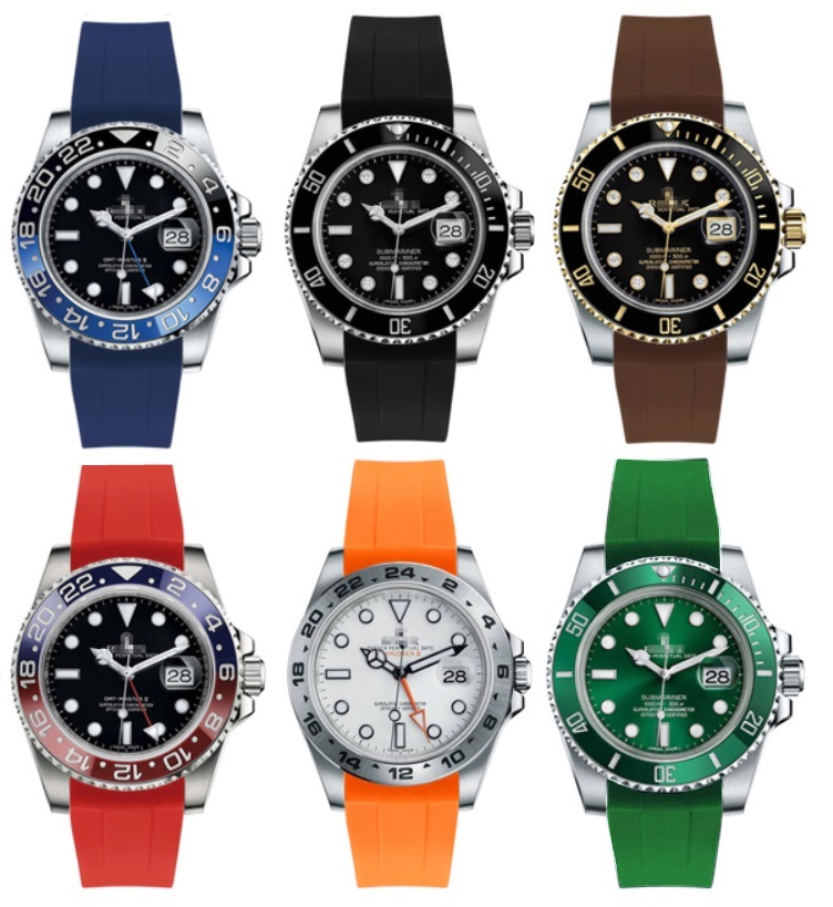 ロレックス ROLEX 用 ベルト 19mm 20mm 非 純正 ラバーベルト 7色 D