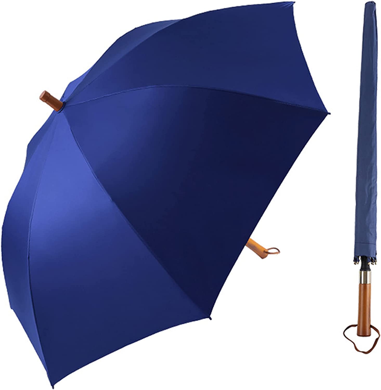 自動ゴルフの傘、122cm の大きい補強された丈夫な風の抵抗力がある二重傘はゴルフ、キャンプ、ハイキング、バックパッキング、釣りのための木製のハンドルとあり｜yuranshop｜03