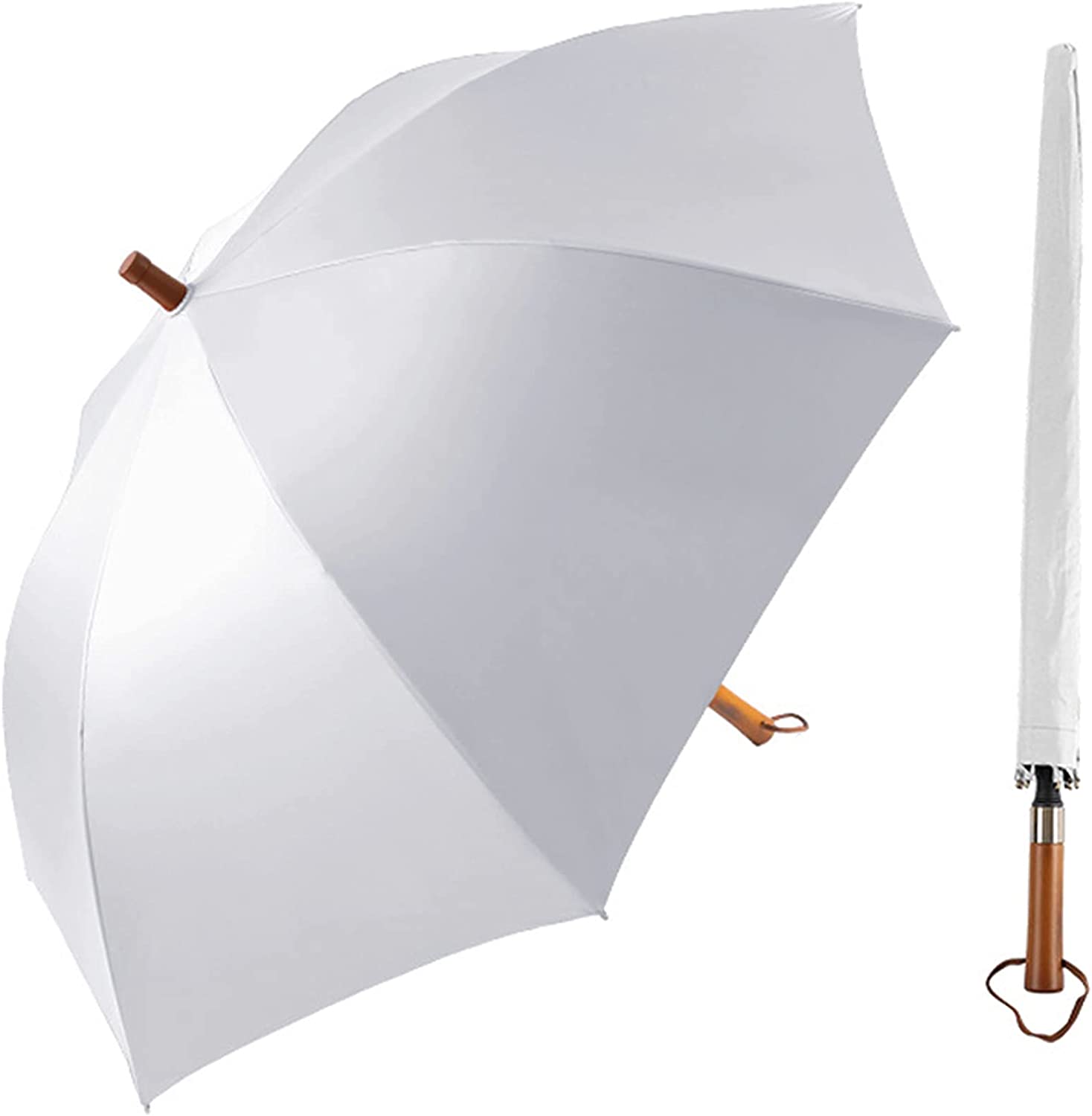 自動ゴルフの傘、122cm の大きい補強された丈夫な風の抵抗力がある二重傘はゴルフ、キャンプ、ハイキング、バックパッキング、釣りのための木製のハンドルとあり｜yuranshop｜05