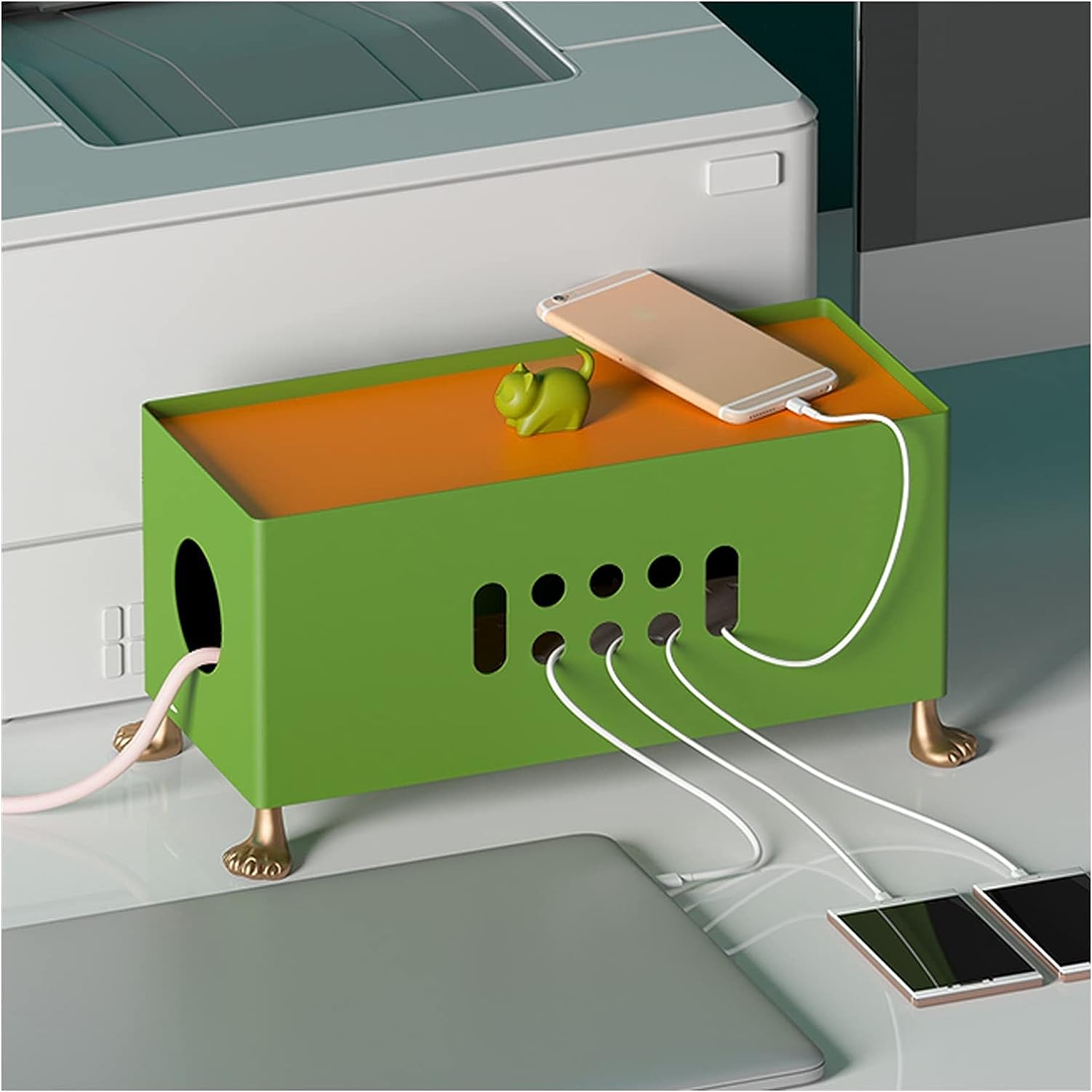 ヶーブルかんりばこ 猫カバーデスクトップの電源コード収納ボックスクリエイティブな電源ストリップのオーガナイザーボックスが付いている大きな収納線のキーパ｜yuranshop｜02