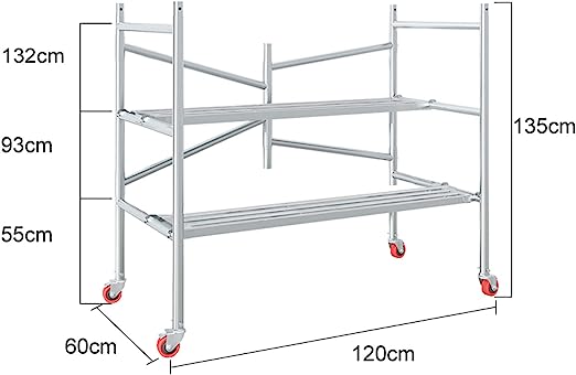 折りたたみ式足場 高所作業台 耐荷重500kg 安定感 足場 作業用踏台 可搬式作業台 360° 回転キャスター付き 清掃 倉庫作業 洗車 作業用足場  簡単な組み立 持ち : p213436472 : 悠蘭そごう百货 - 通販 - Yahoo!ショッピング