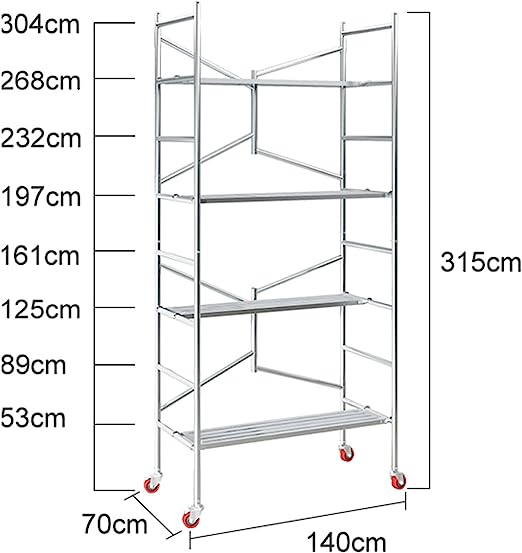 折りたたみ式足場 高所作業台 耐荷重500kg 安定感 足場 作業用踏台 可搬式作業台 360° 回転キャスター付き 清掃 倉庫作業 洗車 作業用足場  簡単な組み立 持ち : p213436472 : 悠蘭そごう百货 - 通販 - Yahoo!ショッピング