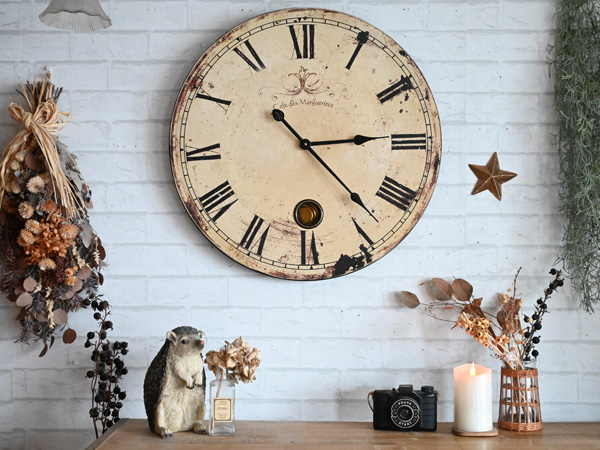 壁掛け時計 おしゃれ 掛け時計 時計 レトロ アンティーク調 大きいサイズ『直径60cm 壁掛け時計 カフェラージクロック』  :d-0572-cafelargeclock:ゆららかマーケット 通販 