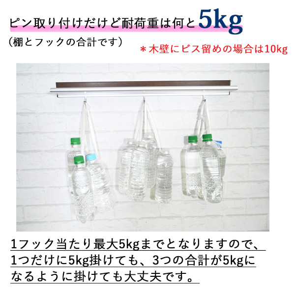 壁掛けラインシェルフフック付