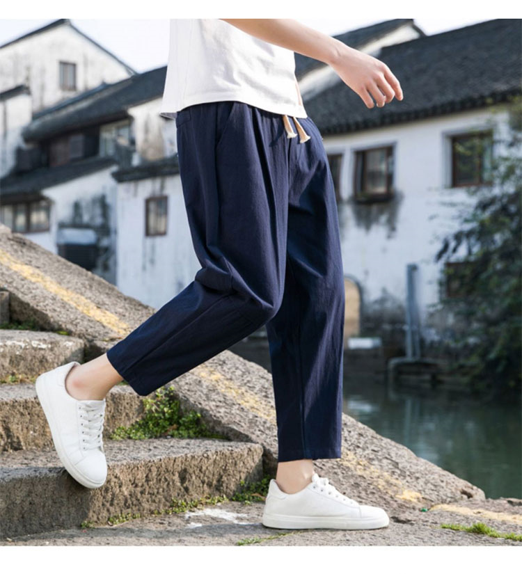 最安価格 メンズ パンツ ズボン リラックス ボトムス プレゼント テーパードパンツ 麻混 秋 綿麻 イージーパンツ 薄手 ファッション 夏 リネン  無地 春 快適 ボトムス、パンツ