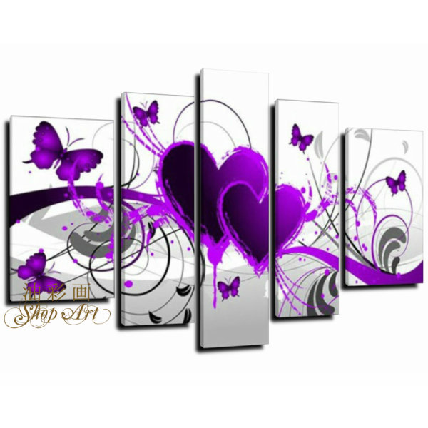 油彩画ハートアート 公式 3パネル 『カラフルなハート』 油彩画