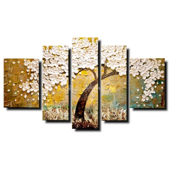 手書きの油彩画 絵画モダン アートパネル 凸凹質感 インテリア おしゃれ 油絵 5枚セットデコボコフラワー 選べるデザイン サイズ 赤 白 黄色_3