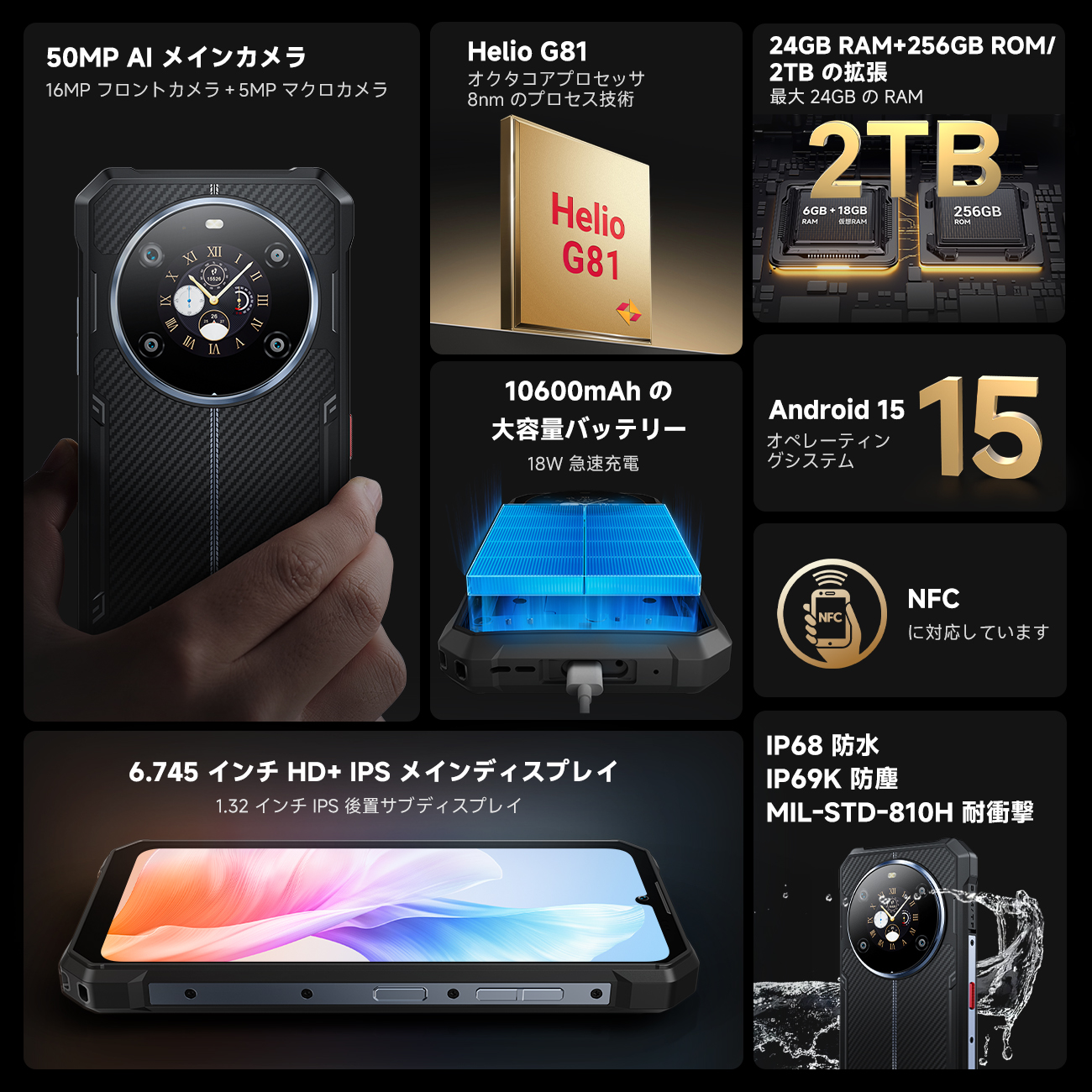 FOSSiBOT 4G対応 Android スマホ 15 F109S SIMフリー 本体 Android15