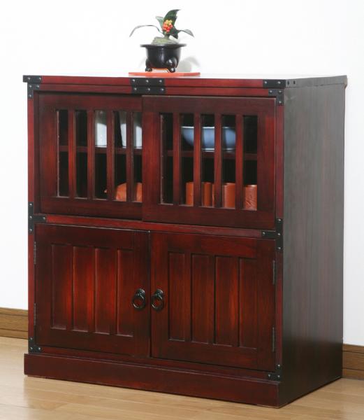 民芸調 水屋箪笥 完成品 カタログ通販で実績多数 民芸調の伝統美 64735