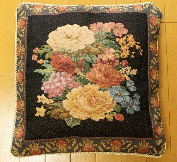 ゴブラン織り 花柄 クッションカバー 45cm×45cm クッション 座布団 385