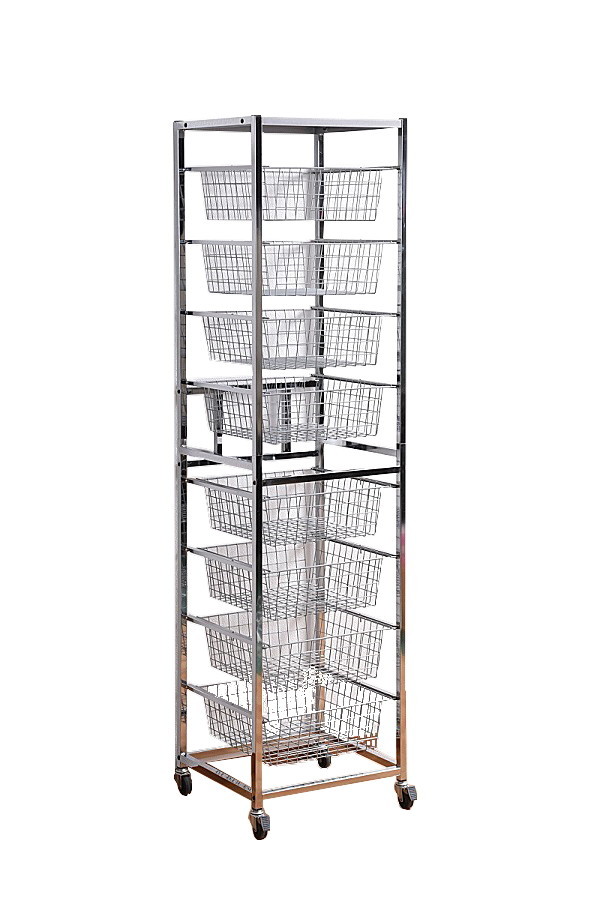 クローゼット/スライドバスケットラック8段 収納家具 本棚 ラック カラーボックス スチールシェルフ メッシュラック SR-40H