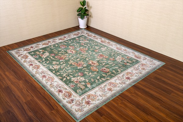 ＼レビューでプレゼント／ベルギー製モケット織 カーペット セリーヌ 195×195cm カーペット マット 畳 マット R140072 グリ_2
