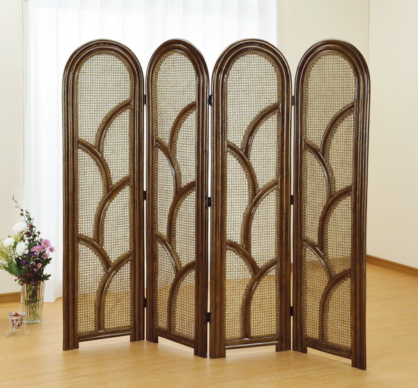 籐スクリーン 4パネルタイプ B461B 間仕切り 完成品 ラタン 藤 衝立 4