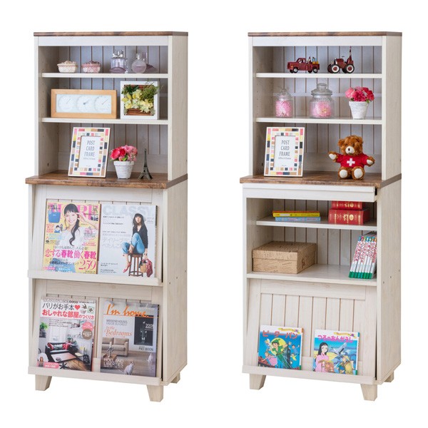 カントリー フラップキャビネット 収納家具 キャビネット コンソール 見せる収納と隠す収納が両方可能 カントリーデザインのフラップ_2