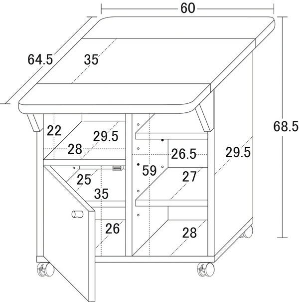 ＼レビューでプレゼント／バタ式キッチンワゴン 60cm幅 収納家具 キッチン収納 キッチンワゴン 49753 87531 キッチン 台所 補の画像