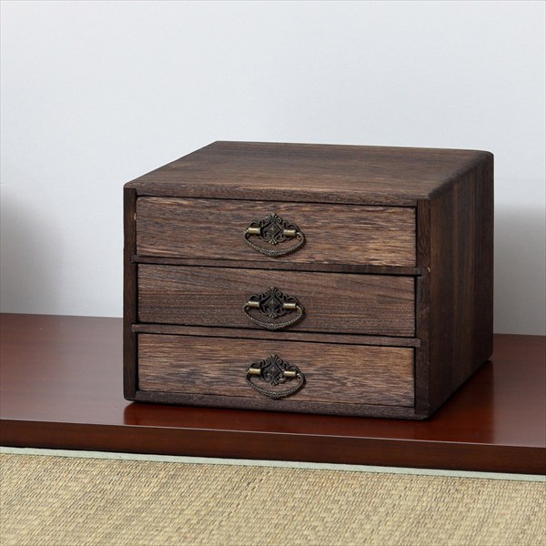 レビューでプレゼント／焼桐小引出し3段 インテリア雑貨 整理用品