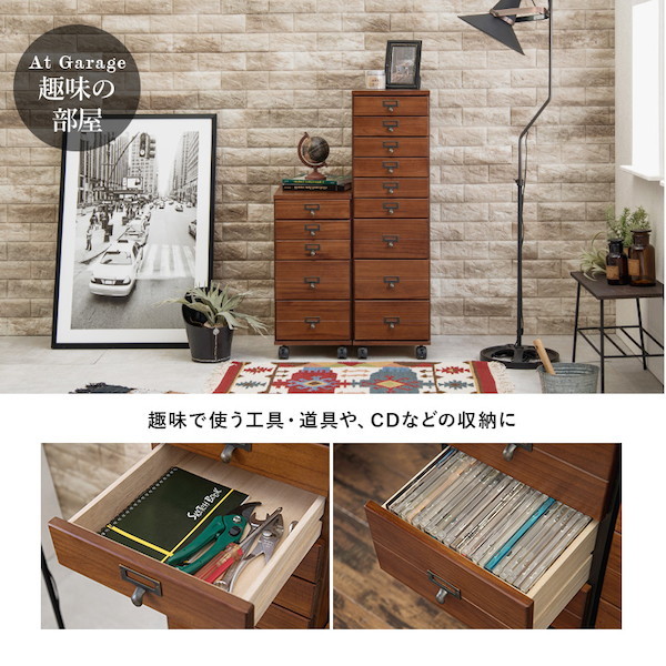 キャスター付き書類チェスト 5段 収納家具 タンス チェスト MCH-6170 引き出し 引出し アンティーク 収納 おしゃれ 木製_14
