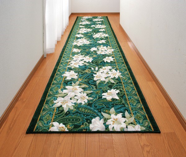 ＼レビューでプレゼント／カーペット マット 畳 マット 廊下敷き 階段マット 抗菌 防臭加工ゆり柄廊下敷 80×340cm 3923710 3923720 F