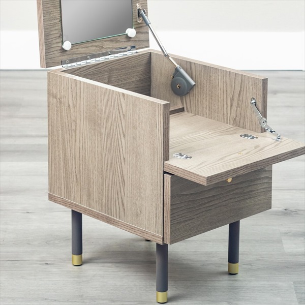 34サイドチェスト パレ GY 収納家具 タンス チェスト 171700005 北欧風 ナチュラル ミラー ナイトテーブル サイドテーの画像