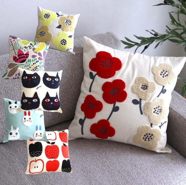 Plune. 北欧 刺繍デザイン クッションカバー 45×45cm クッション