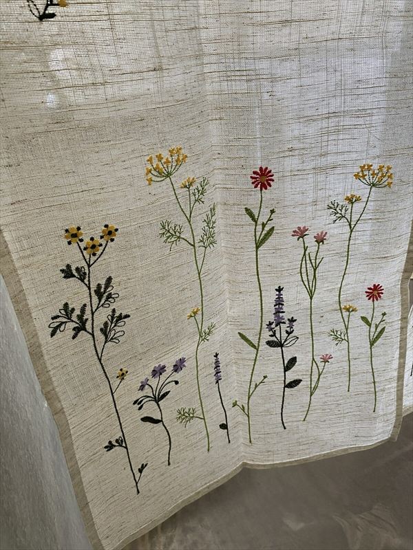 レビューでプレゼント／のれん「ボタニカル刺繍」85×150cm カーテン
