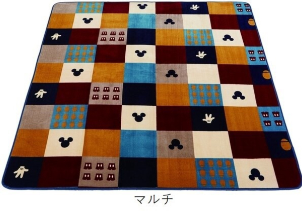 ふわもこフランネル素材中敷きラグ ミッキー 130×185cm カーペット