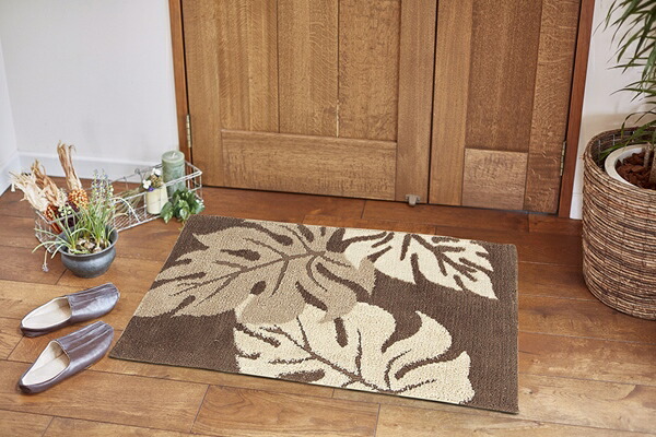 玄関マット モンステラ柄 アラカイ 45×75cm カーペット マット 畳