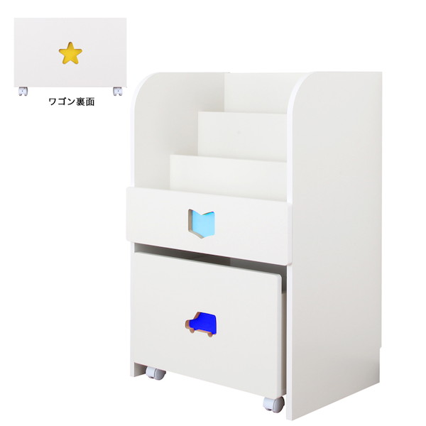 ＼レビューでプレゼント／[TRAINING KIDS CHEST] おかたづけしたくなるワゴン付マガジンラック 子供部屋用収納 絵本棚 完成_1