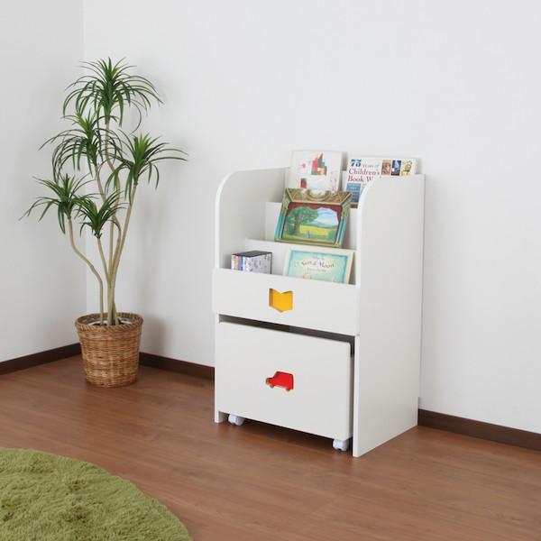 ＼レビューでプレゼント／[TRAINING KIDS CHEST] おかたづけしたくなるワゴン付マガジンラック 子供部屋用収納 絵本棚 完成_3