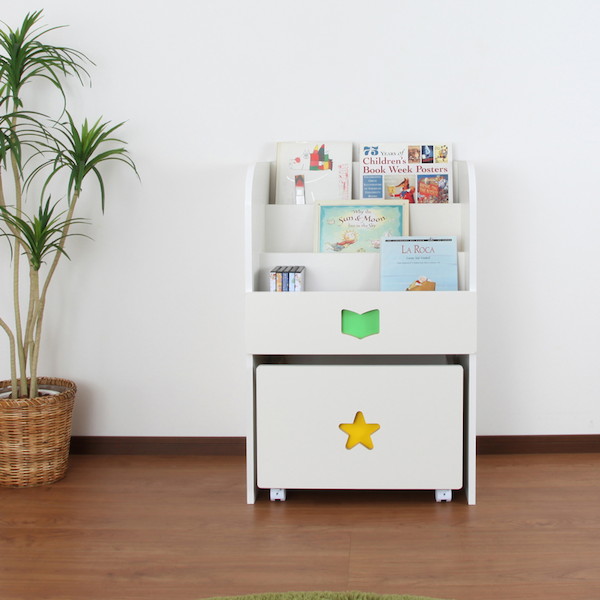 ＼レビューでプレゼント／[TRAINING KIDS CHEST] おかたづけしたくなるワゴン付マガジンラック 子供部屋用収納 絵本棚 完成_6