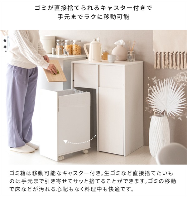 ゴミ箱 分別キャスターダストボックス Helios（ヘリオス）幅60.5cm 45L×2 DB-F2100 ゴミ箱 蓋つき おしゃれ_6