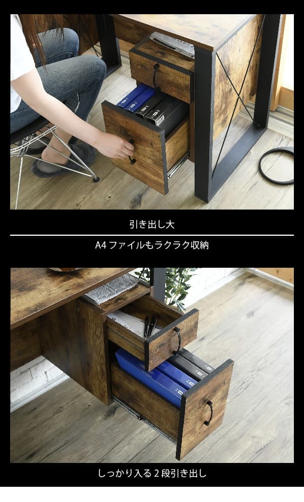 ＼レビューでプレゼント／BRITZ デスク デスク パソコンデスク ヴィンテージ風シートがおしゃれなブルック ランキング1位の画像