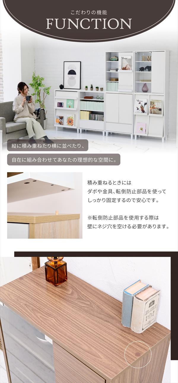 ＼レビューでプレゼント／Adatto ガラス＆扉タイプ ラック 幅60cm 収納家具 本棚 ラック カラーボックス ウッドラック FSI-0の画像