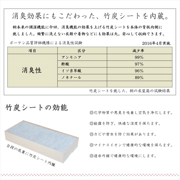 ＼レビューでプレゼント／桐心きごころシリーズ キャスター付きスタッキング式桐衣装箱 3段 収納家具 タンス チェスト ht27-009 桐ケの画像