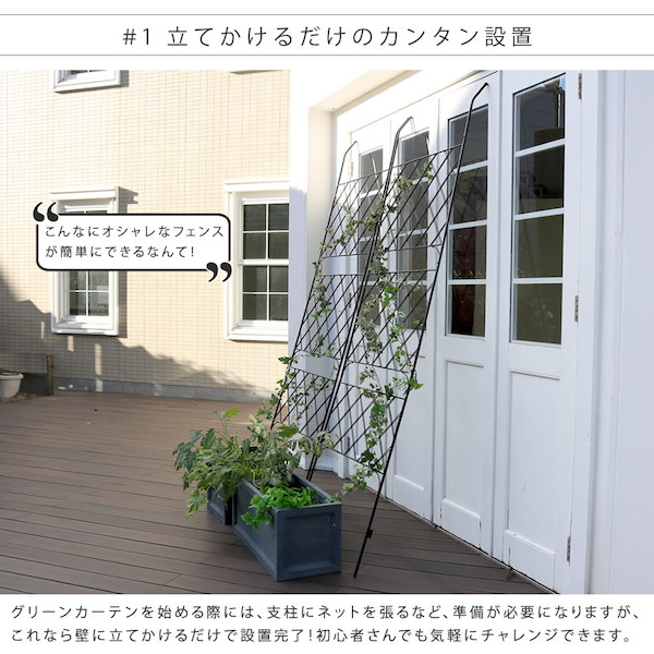 ＼レビューでプレゼント／ガーデニング 農業 フラワースタンド 園芸ラック アイアン製グリーンカーテン アーガイル 2枚組 IFGC011-2P-BLK フェン_5