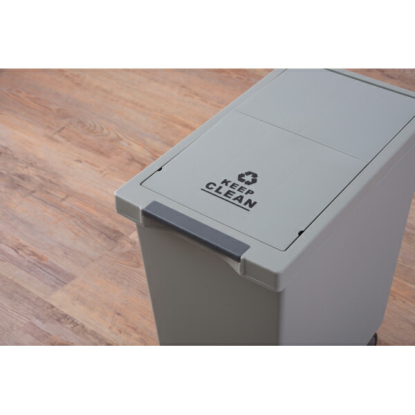＼レビューでプレゼント／スライドペダルペール45L ゴミ箱 角型 完成品 LFS-764 ダストボックス ペダル キャスター ホワイト ブラ_7