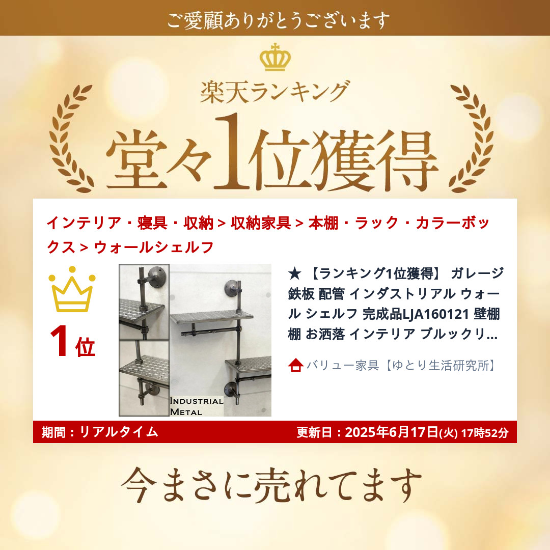 ガレージ鉄板 配管 インダストリアル ウォール シェルフ 完成品