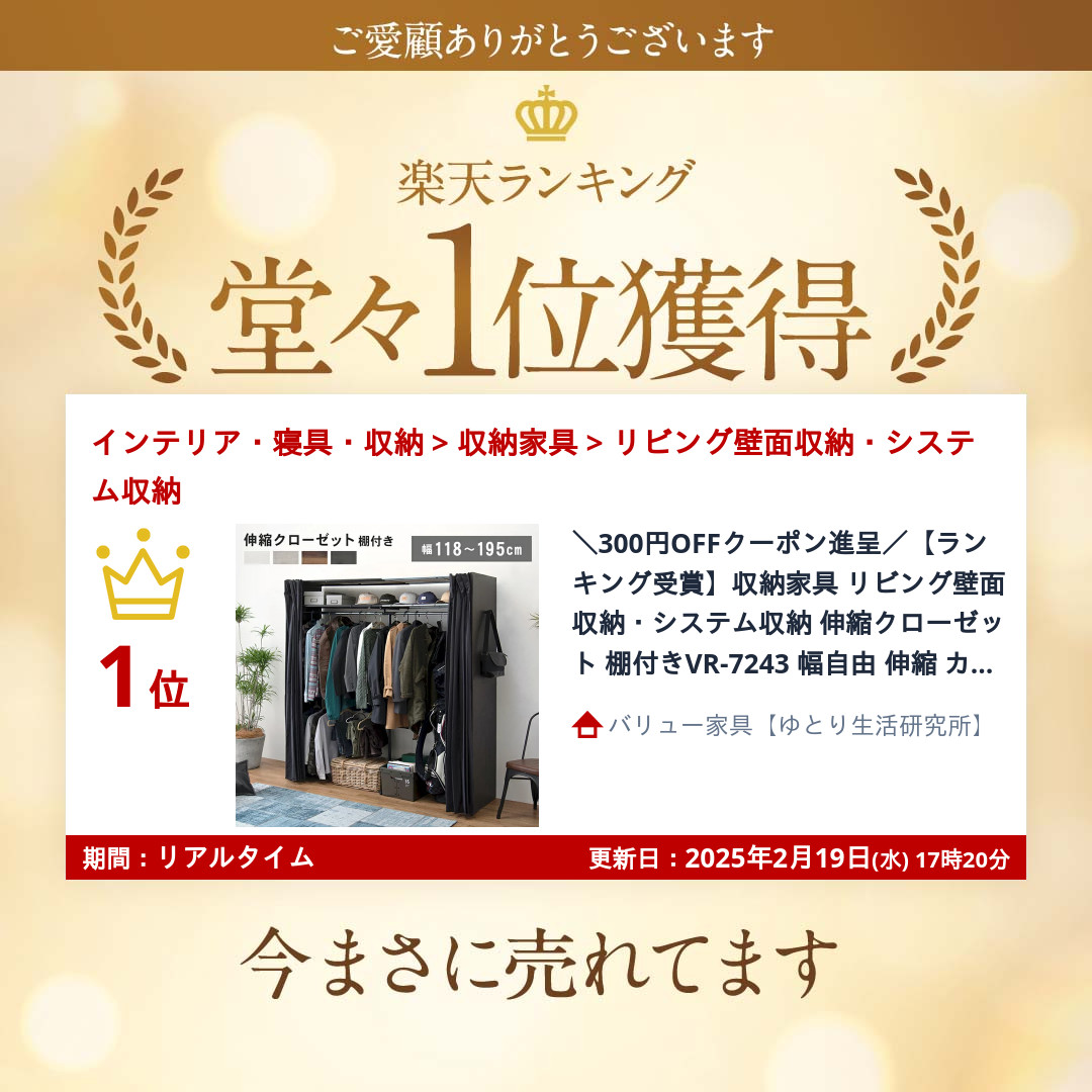 伸縮クローゼット 棚付き 収納家具 リビング壁面収納 システム収納 VR
