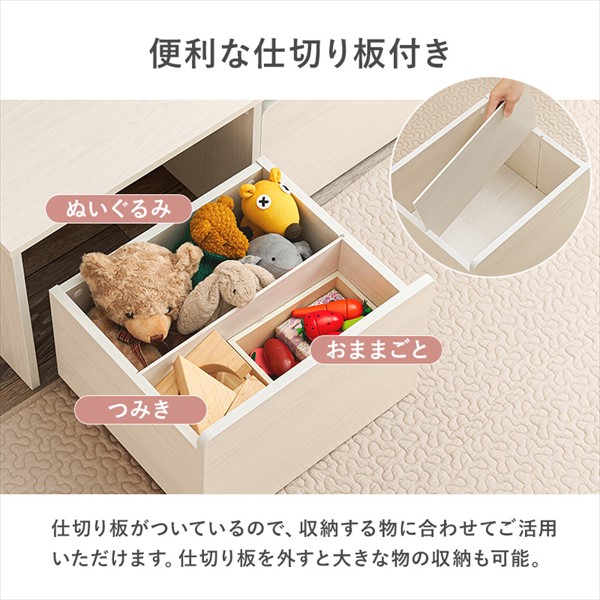 ＼レビューでプレゼント／ワゴン付きベンチ 幅90cm 子供部屋用収納 おもちゃ箱 RBC-1136 ブラウン ナチュラル ホワイト ベンチの画像