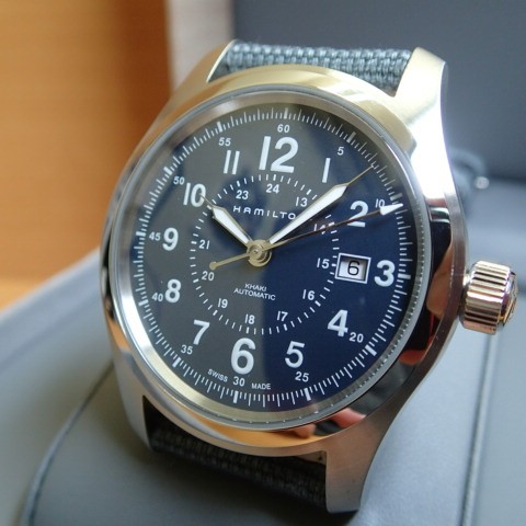 【きれい】ハミルトン 腕時計 カーキフィールドオート40ミリ　H70305943 カーキ フィールド Auto - ダイヤルカラー:ブルー - H70305943
